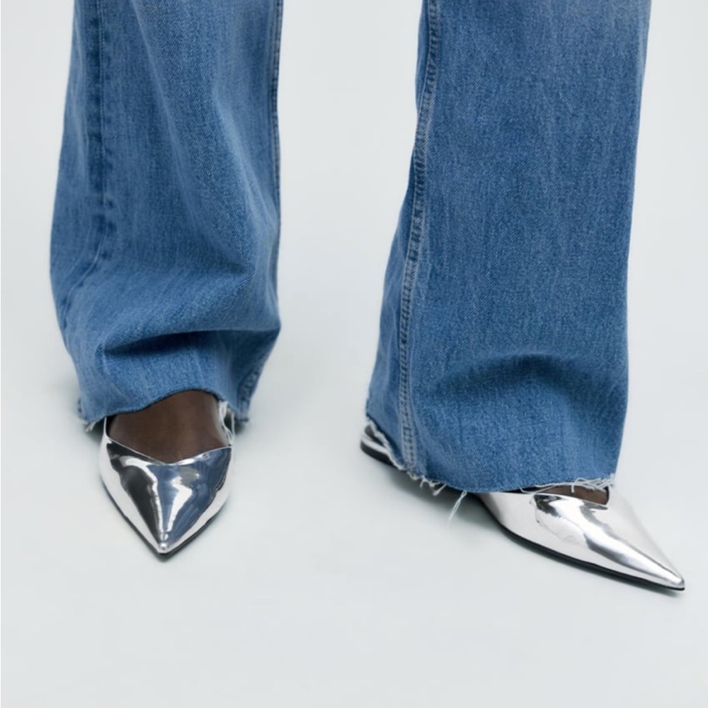 Zara silver flats